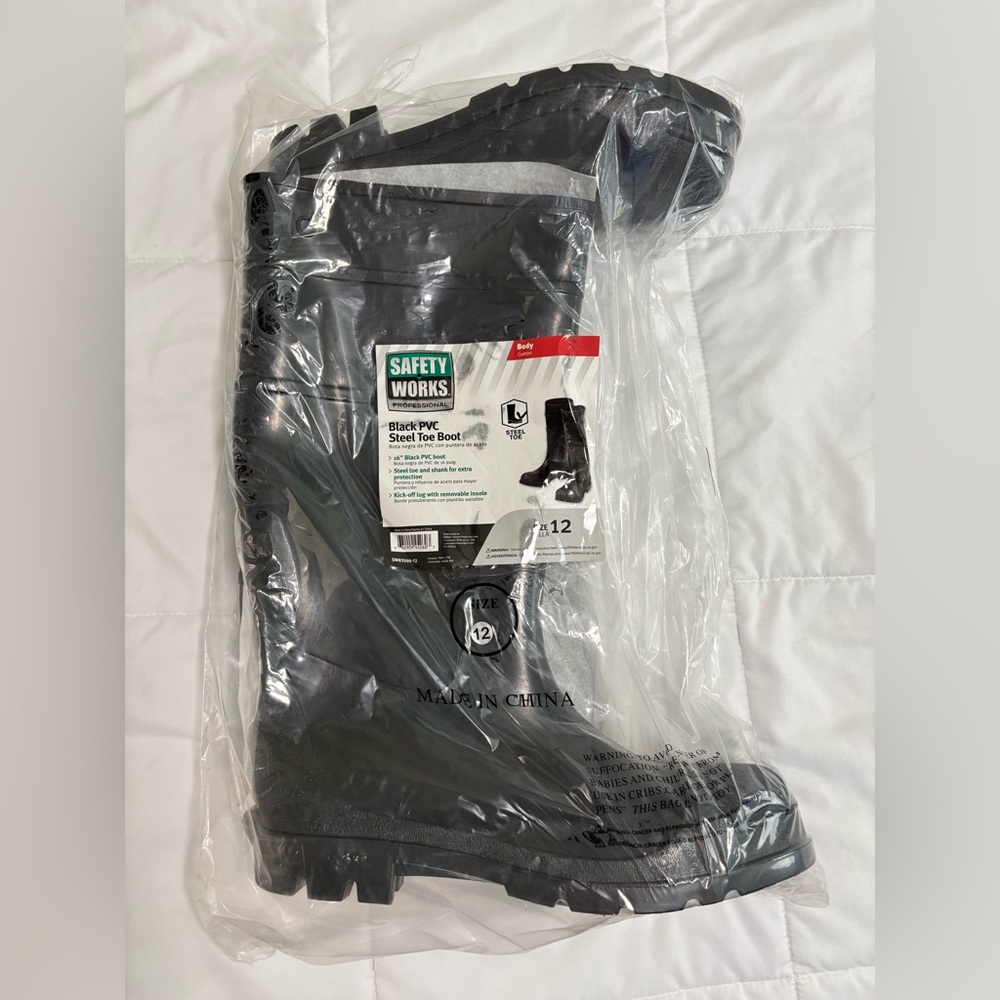 Safety Works Black PVC Steel Toe Boots - Size 12